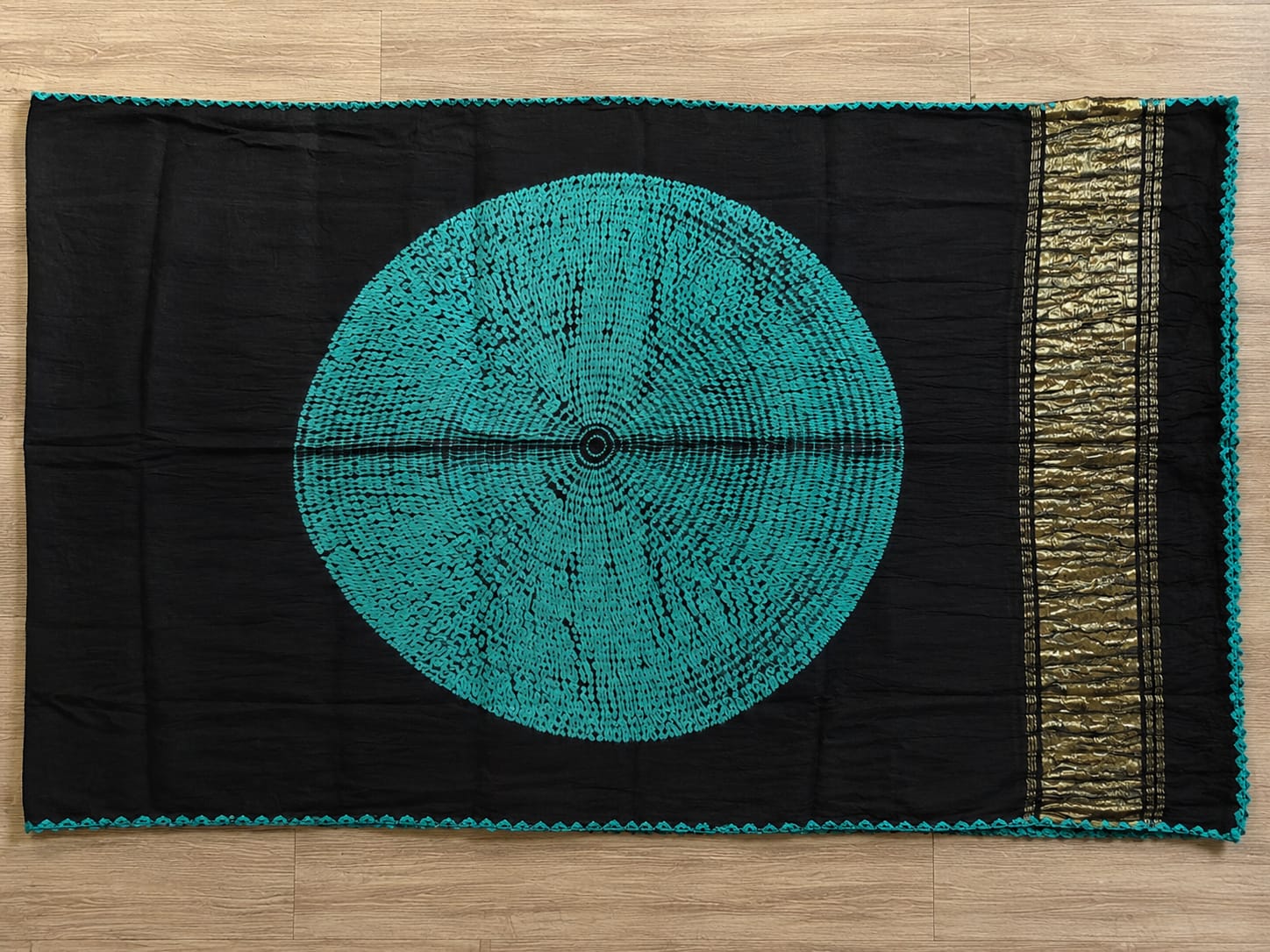 BLACK TURQUOISE MODAL SHIBORI SAREE