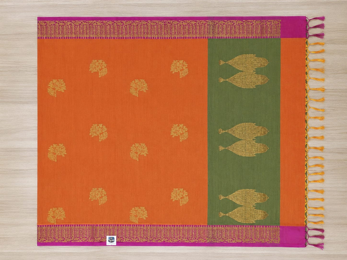 Orange raani jute cotton saree