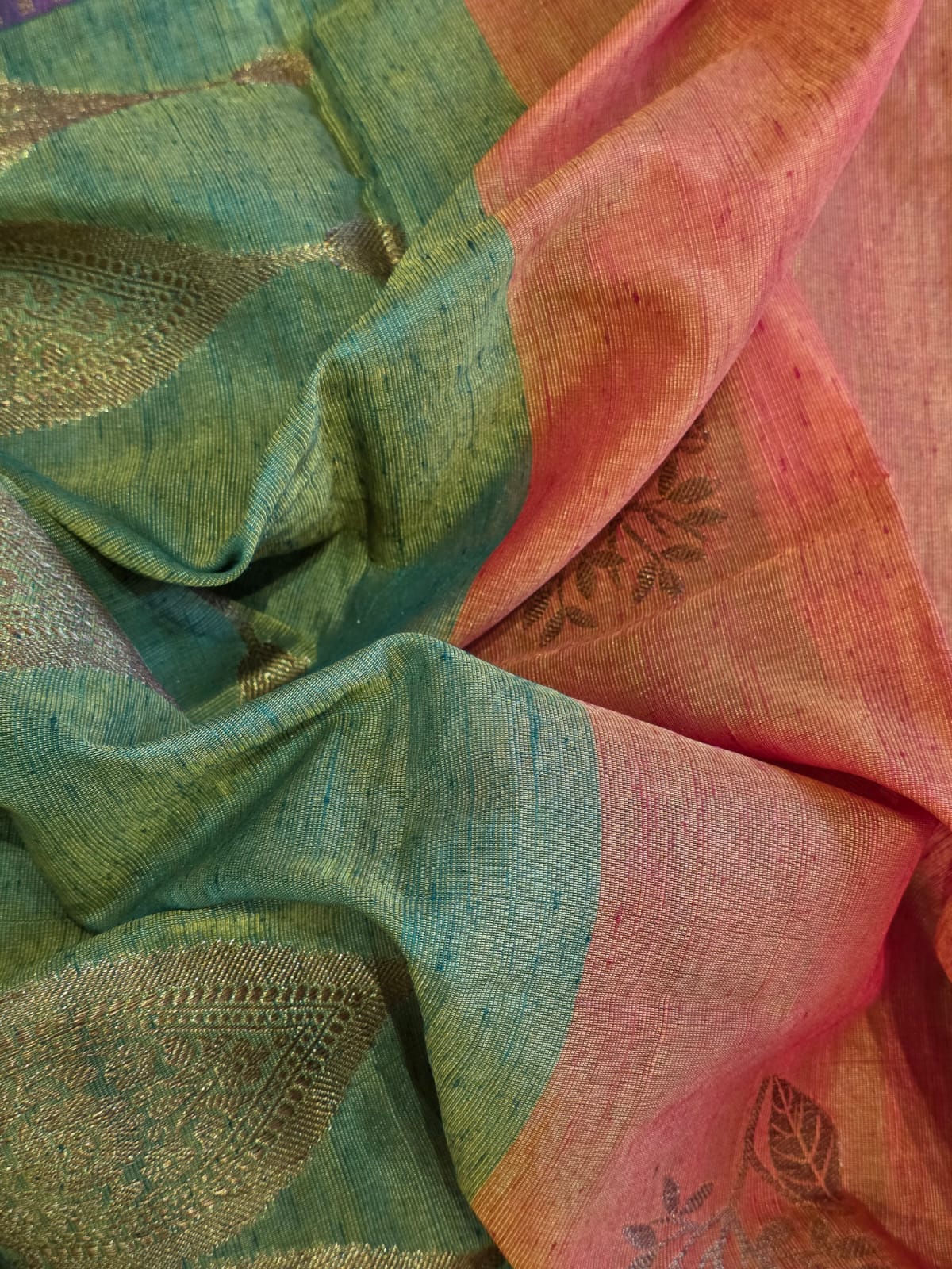 Orange raani jute cotton saree