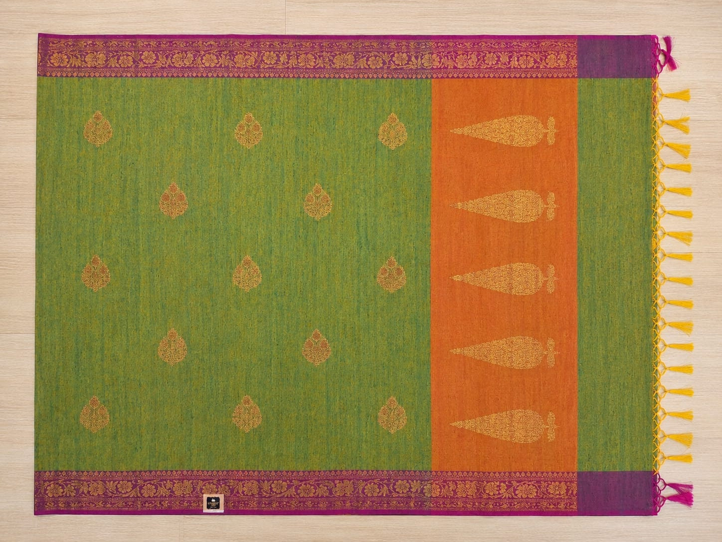 Green magenta jute cotton saree