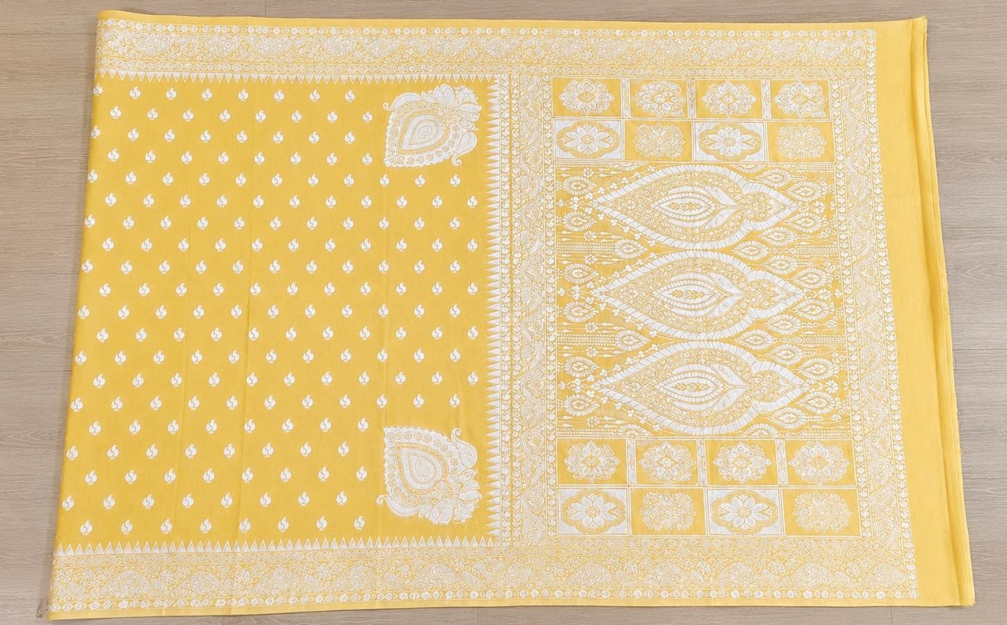 Yellow banarasi linen saree