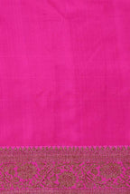 Green with pink border Banarasi tussar silk saree
