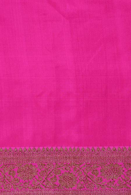 Green with pink border Banarasi tussar silk saree