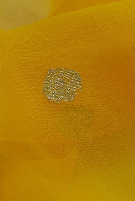 Yellow banarasi chiffon saree